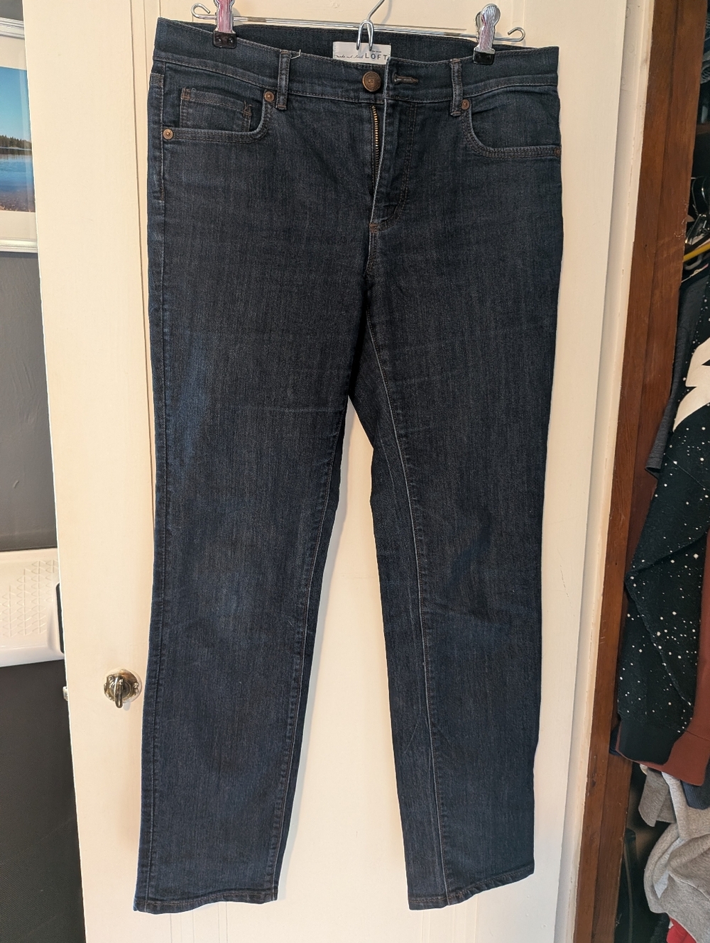 LOFT Women's Dark Blue Slim Straight Jeans